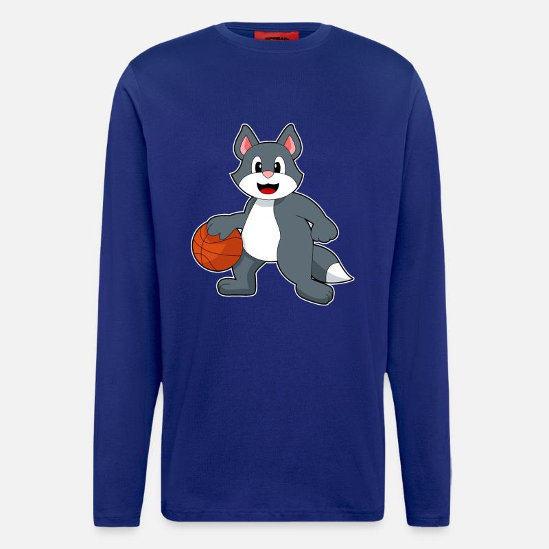 Chat Basketteur Basketteur - Manches longues bio décontracté fabriqué en UE - Iconic Blue