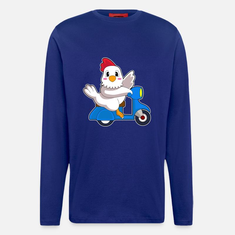Huhn Motorroller - Langarmshirt - made by SPREAD  - Iconic Blue