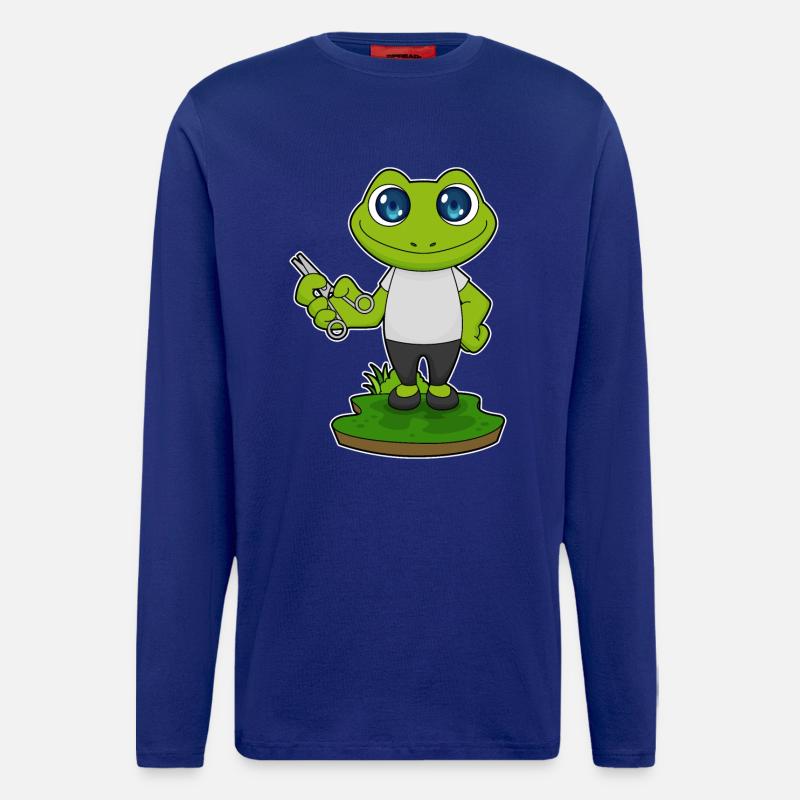 Frosch Barbier Schere - Langarmshirt - made by SPREAD  - Iconic Blue