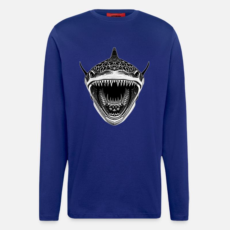 Great shark with open mouth - Longsleeve - made by SPREAD  - Iconic Blue