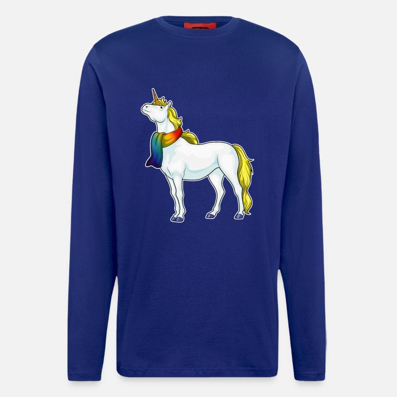 Einhorn Schal Regenbogen - Langarmshirt - made by SPREAD - Iconic Blue