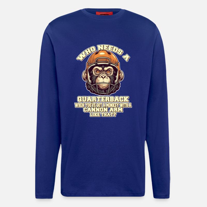 Motivierender Quaterback Affe - Langarmshirt - made by SPREAD  - Iconic Blue