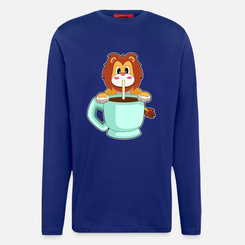 Löwe Tasse Kaffe - Langarmshirt - made by SPREAD - Iconic Blue
