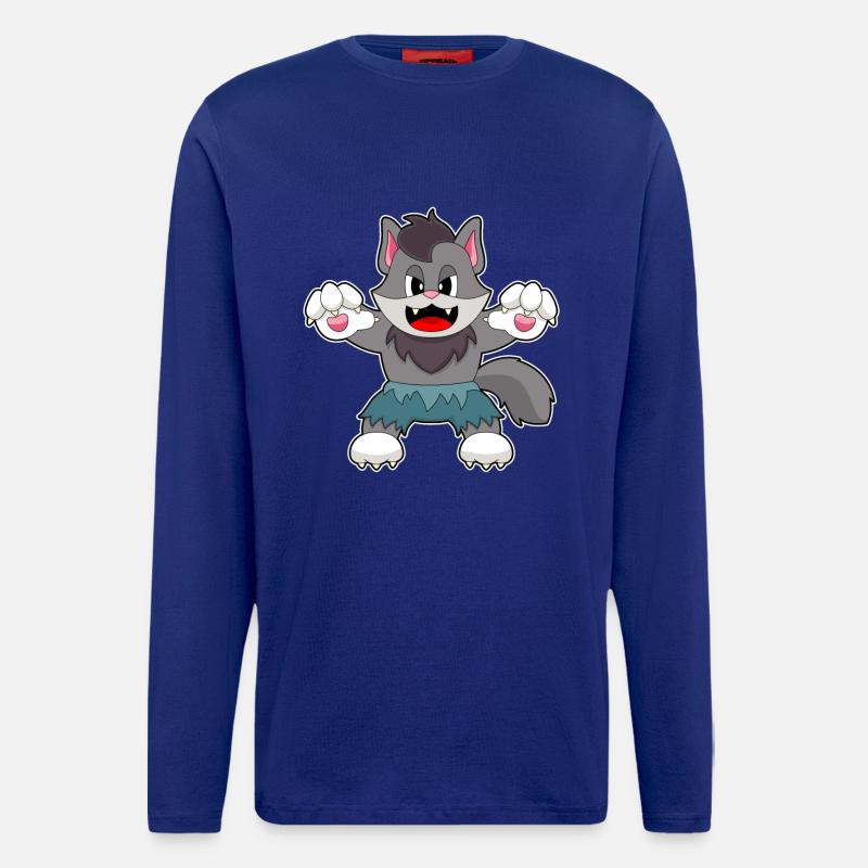 Katze Halloween - Langarmshirt - made by SPREAD  - Iconic Blue