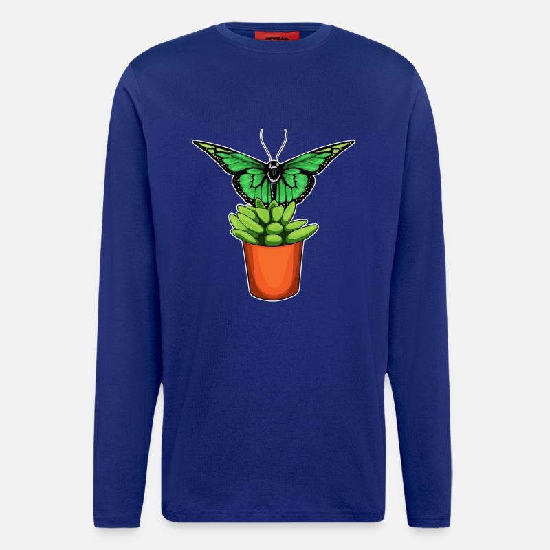 Fleur de pot de fleurs papillon - Manches longues bio décontracté fabriqué en UE - Iconic Blue