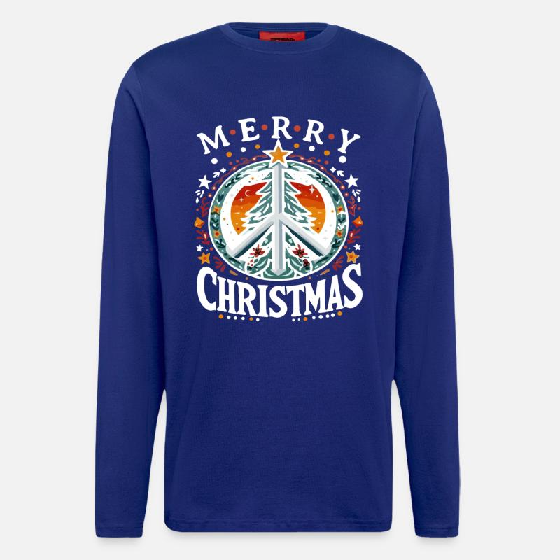 Frohe Weihnachten Friedens Weihnachtsbaum - Langarmshirt - made by SPREAD - Iconic Blue