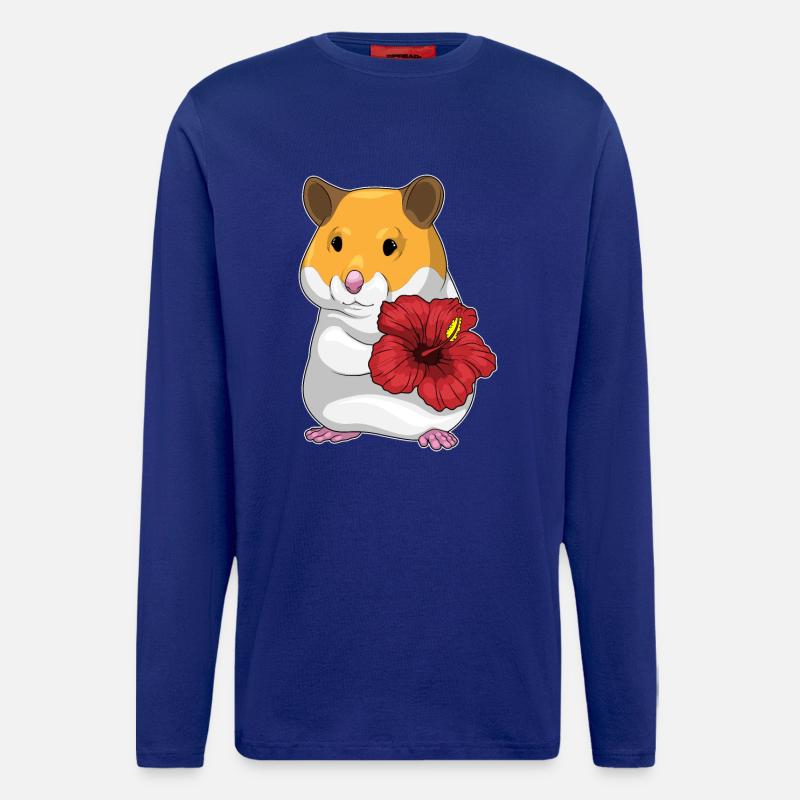 Hamster Hibiskus Blumen - Langarmshirt - made by SPREAD - Iconic Blue