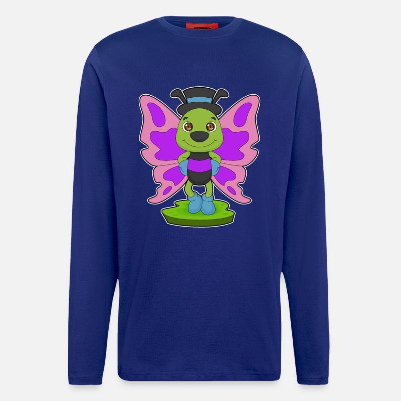 Chapeau papillon - Manches longues bio décontracté fabriqué en UE - Iconic Blue