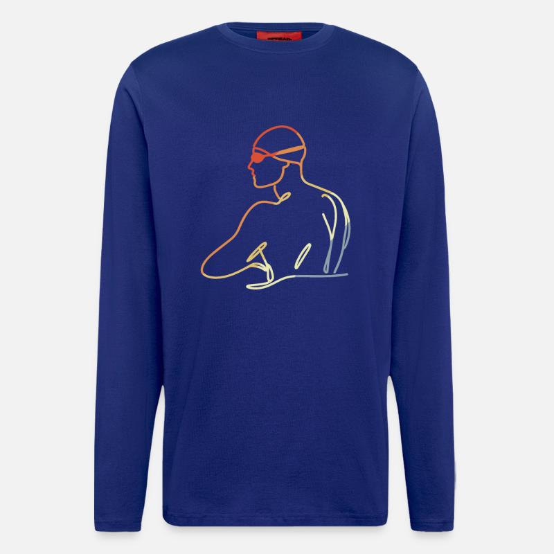 Professional Swimmer Drawing - Longsleeve - made by SPREAD  - Iconic Blue