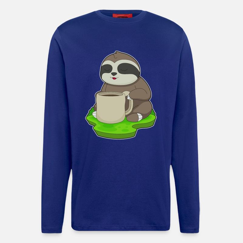 Faultier Tasse Kaffee - Langarmshirt - made by SPREAD  - Iconic Blue