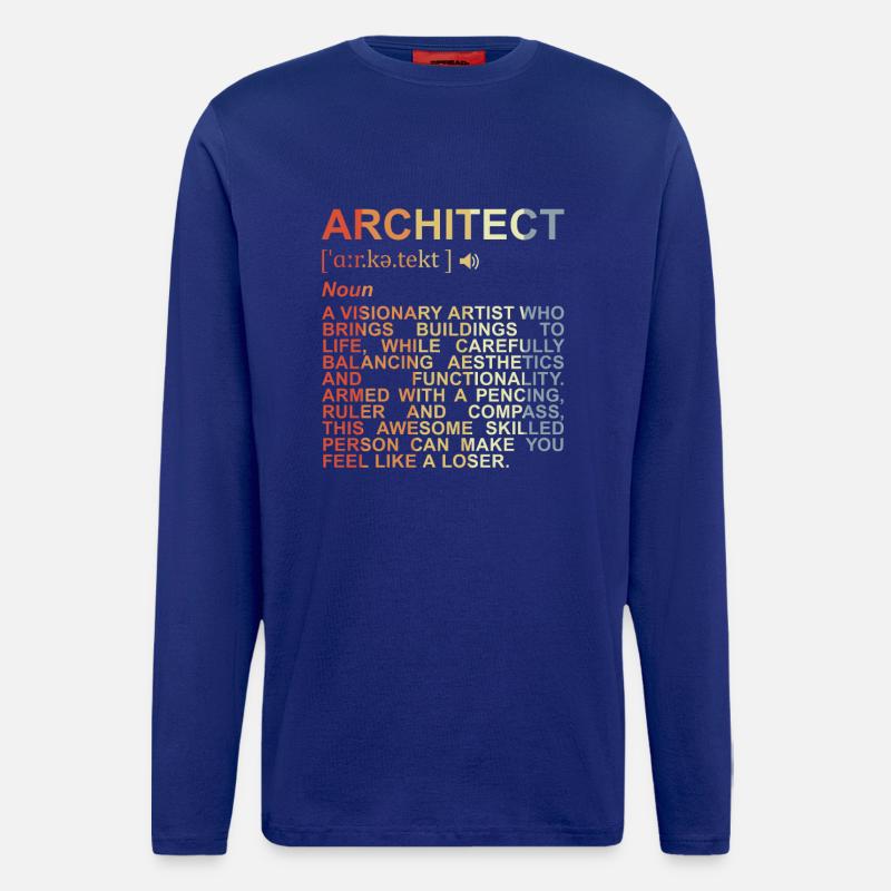 Architecte Explication des termes - Manches longues bio décontracté fabriqué en UE - Iconic Blue