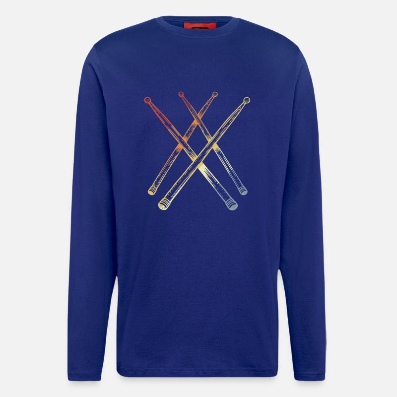 Retro Schlagzeugstöcke Skizze - Langarmshirt - made by SPREAD  - Iconic Blue