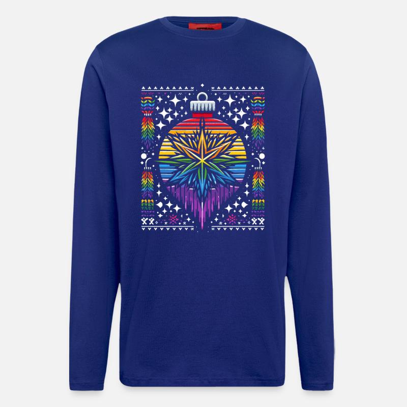 Christbaumkugel Strickmuster Regenbogen LGBTQ+ - Langarmshirt - made by SPREAD - Iconic Blue