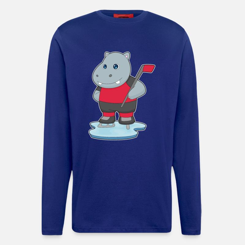 Nilpferd Eishockey Eishockeyschläger - Langarmshirt - made by SPREAD  - Iconic Blue