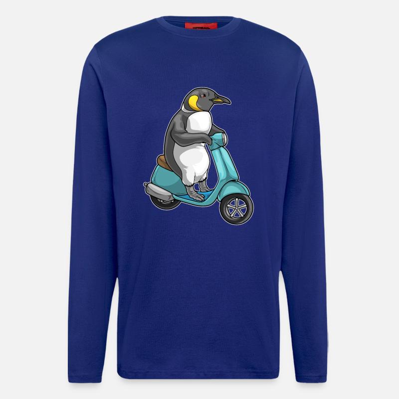 Pinguin Motorroller - Langarmshirt - made by SPREAD - Iconic Blue