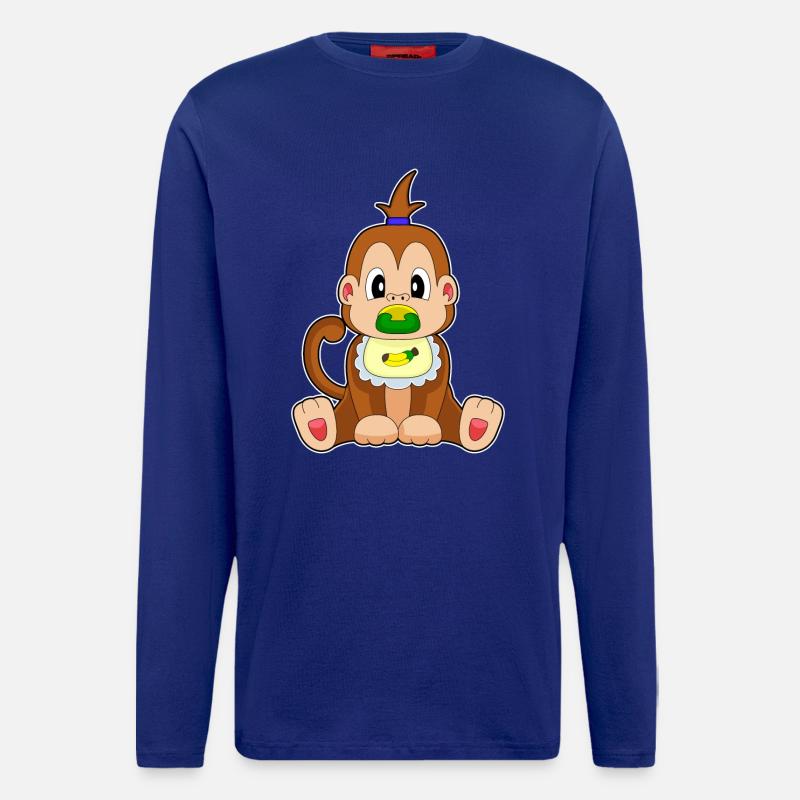 Affe Banane Schnuller Lätzchen - Langarmshirt - made by SPREAD  - Iconic Blue