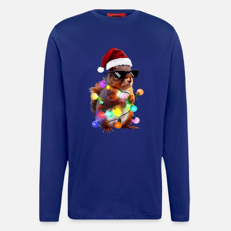 Weihnachts Eichhörnchen mit Lichterkett - Langarmshirt - made by SPREAD - Iconic Blue