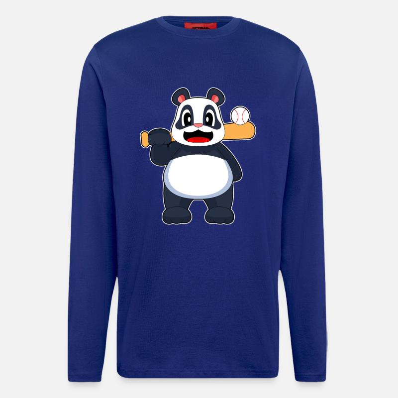 Panda Baseball Baseballschläger - Langarmshirt - made by SPREAD - Iconic Blue