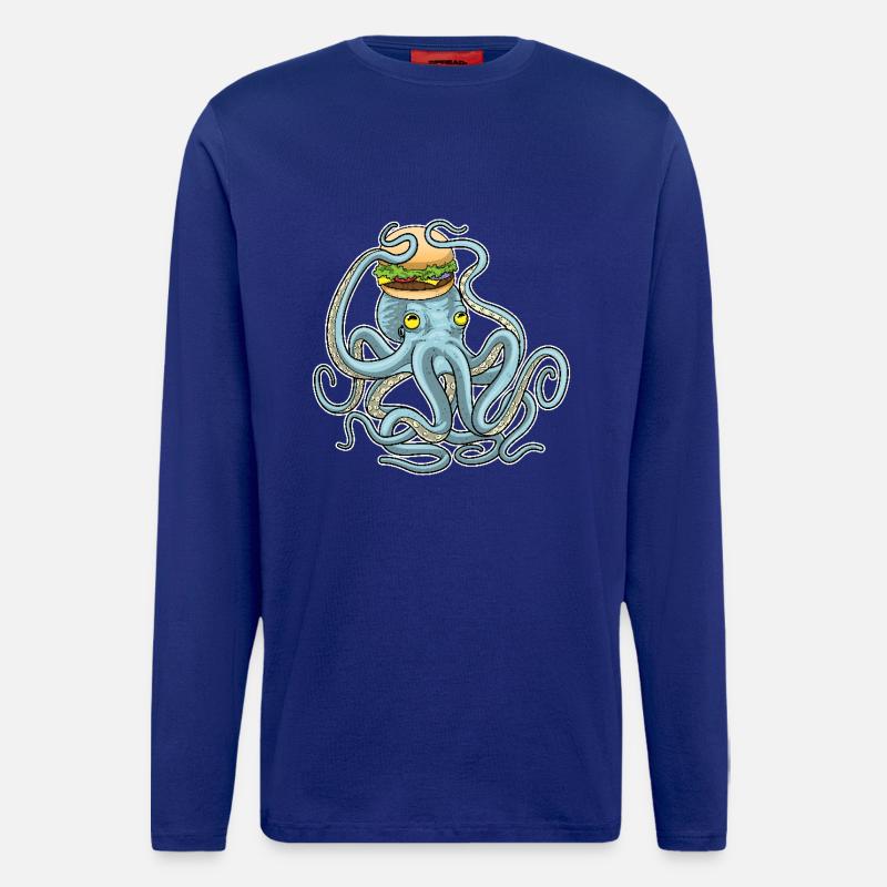 Krake Cheeseburger - Langarmshirt - made by SPREAD - Iconic Blue