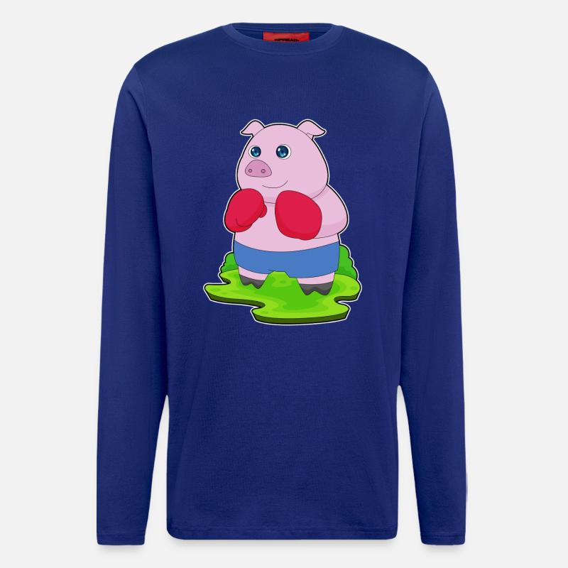 Schwein Boxer Boxhandschuhe Boxen - Langarmshirt - made by SPREAD  - Iconic Blue