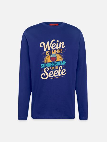 Wein als Sonnencreme der Seele - Langarmshirt - made by SPREAD - Iconic Blue