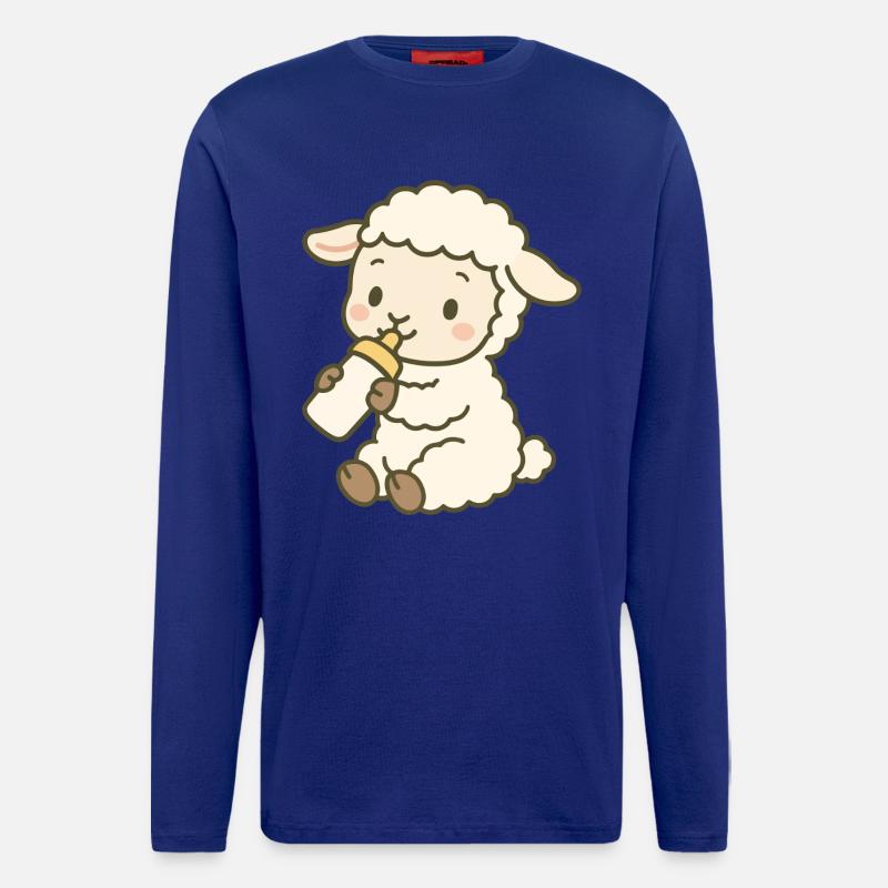 Lämmchen mit Milchflasche - Little Lamb Sip - Langarmshirt - made by SPREAD  - Iconic Blue