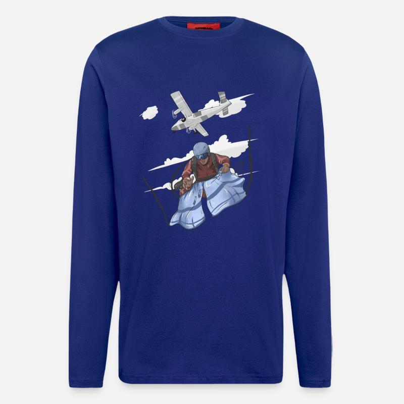 Luftschirmsprung Pilot Illustration - Langarmshirt - made by SPREAD  - Iconic Blue