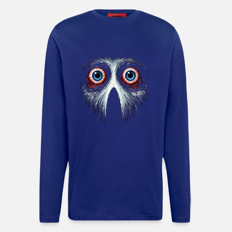 Unheimliches Eulengesicht mit roten Augen - Langarmshirt - made by SPREAD  - Iconic Blue
