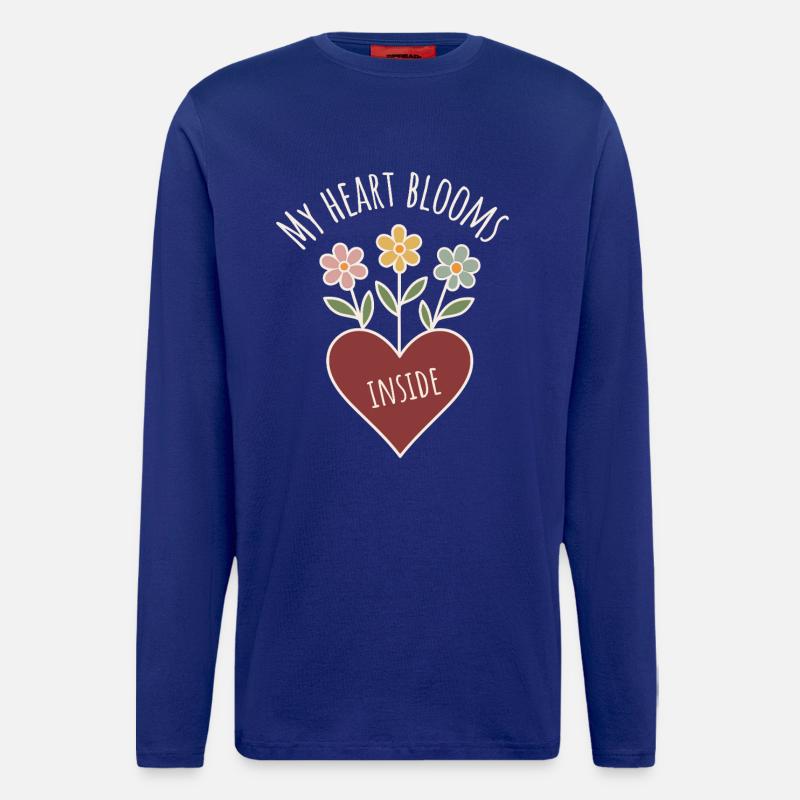 Herzblumen mit Positivspruch - Langarmshirt - made by SPREAD  - Iconic Blue
