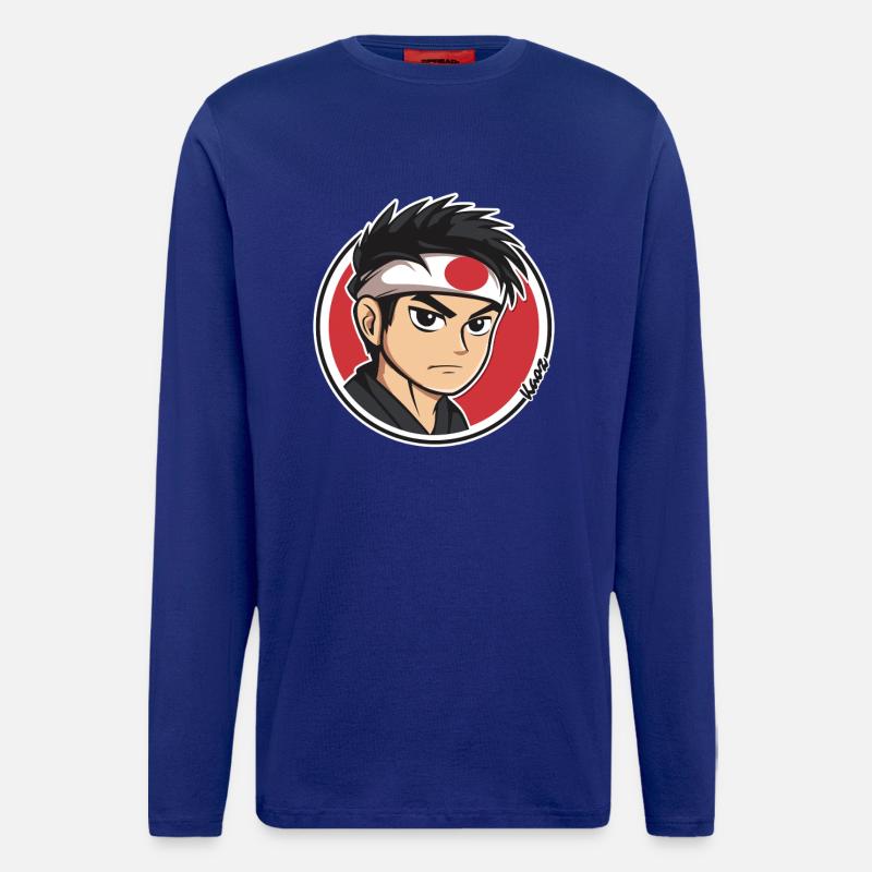 Anime Samurai Charakter Illustration - Langarmshirt - made by SPREAD  - Iconic Blue