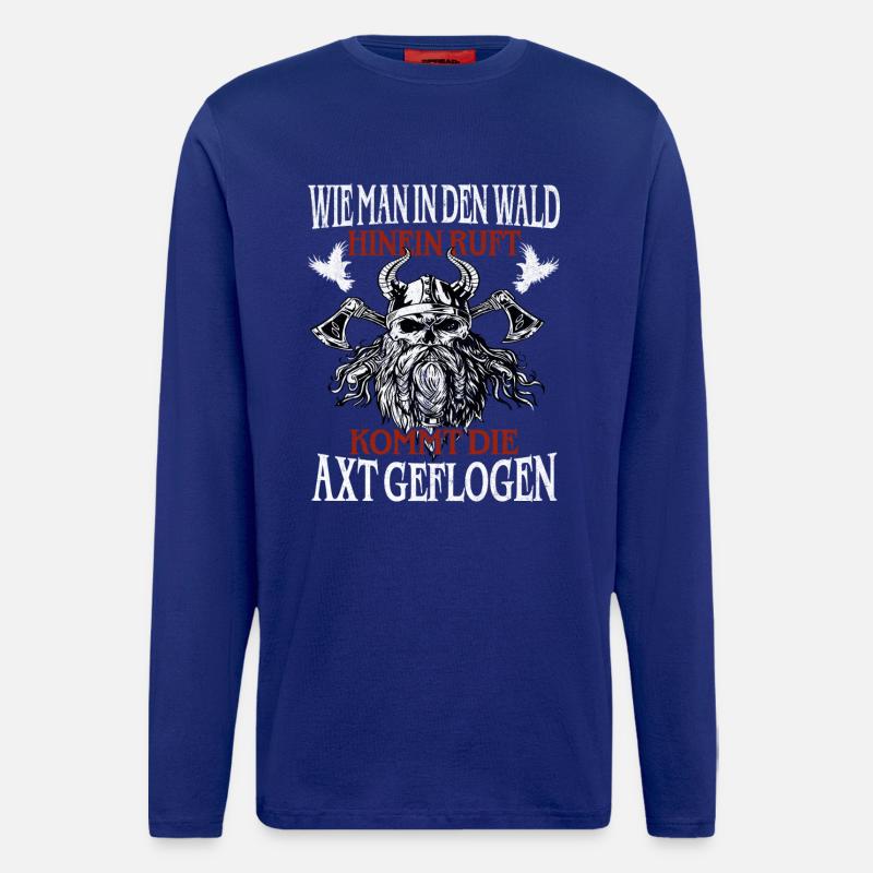 Waldruf und Axt – Viking Spruch - Langarmshirt - made by SPREAD  - Iconic Blue