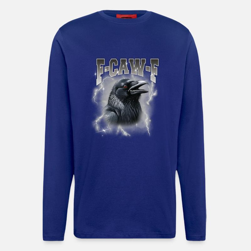 F-Caw-E Raven Storm Graphique - Manches longues bio décontracté fabriqué en UE - Iconic Blue