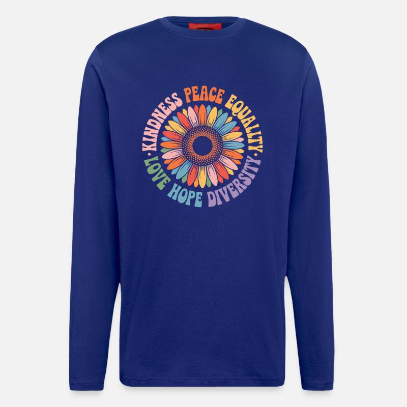 Kindness Peace Equality Love Hope Diversity - Langarmshirt - made by SPREAD  - Iconic Blue