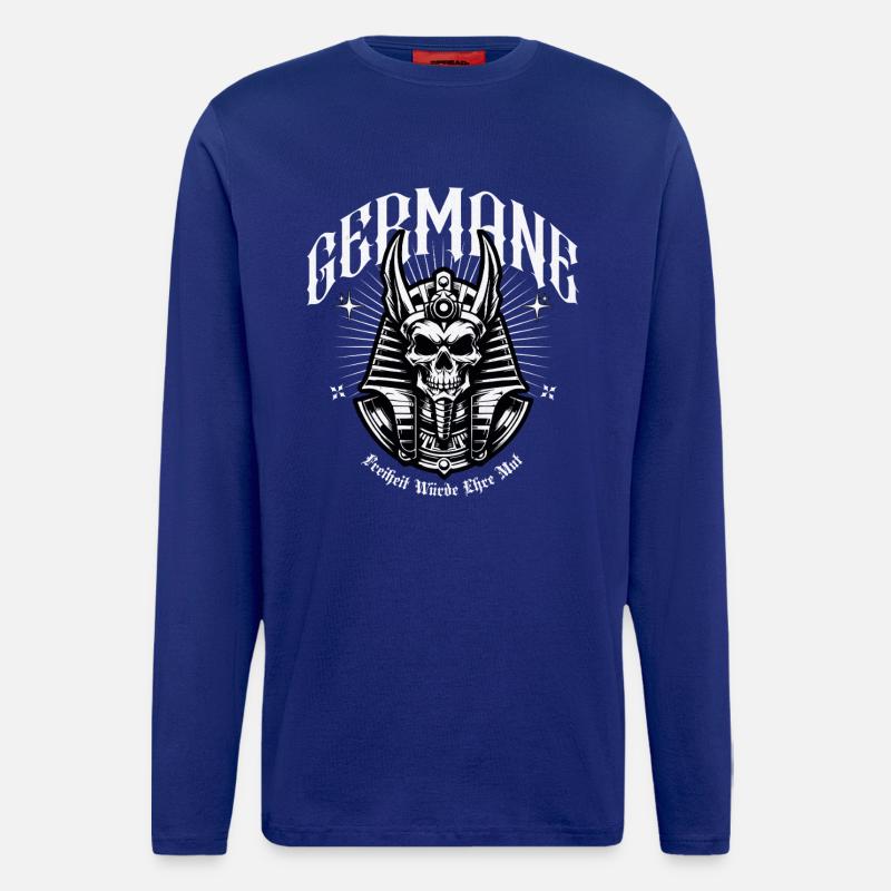 Crowns Skull Warrior Germanic - Longsleeve - made by SPREAD  - Iconic Blue