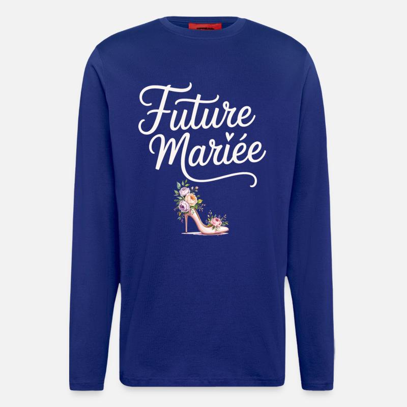Team Mariage EVJF Future Mariée - Manches longues bio décontracté fabriqué en UE - Iconic Blue