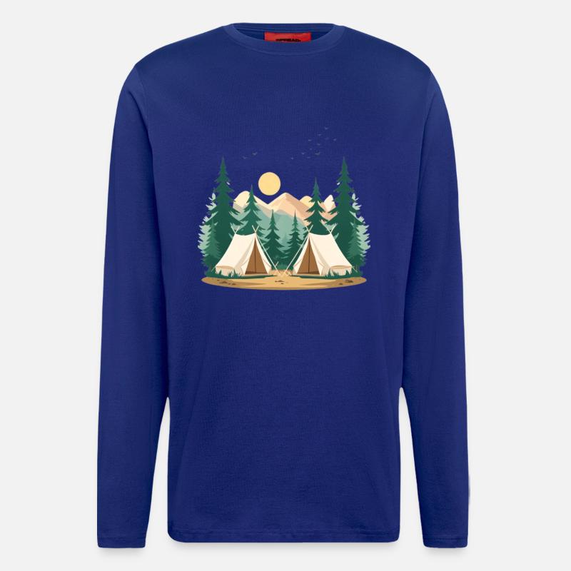 Night Forest Camping Illustration - Longsleeve - made by SPREAD  - Iconic Blue