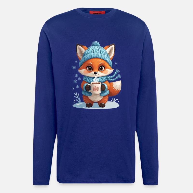 Winterfuchs mit Kakao - Langarmshirt - made by SPREAD  - Iconic Blue