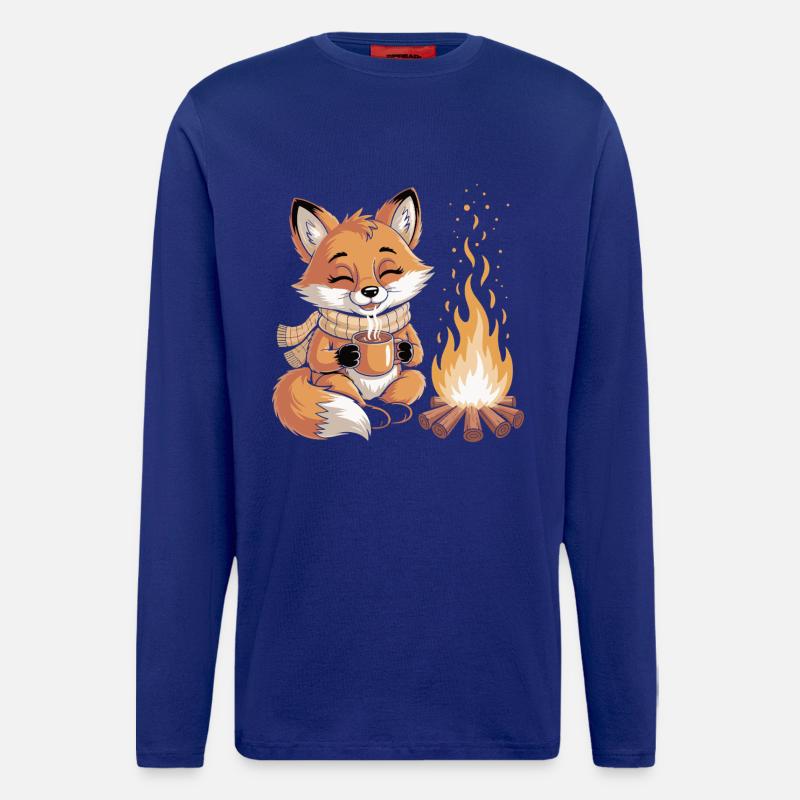 Cuddly fox at the campfire - Longsleeve - made by SPREAD  - Iconic Blue