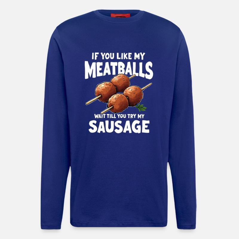 Fleischbällchen Spießwitz Spruch - Langarmshirt - made by SPREAD  - Iconic Blue