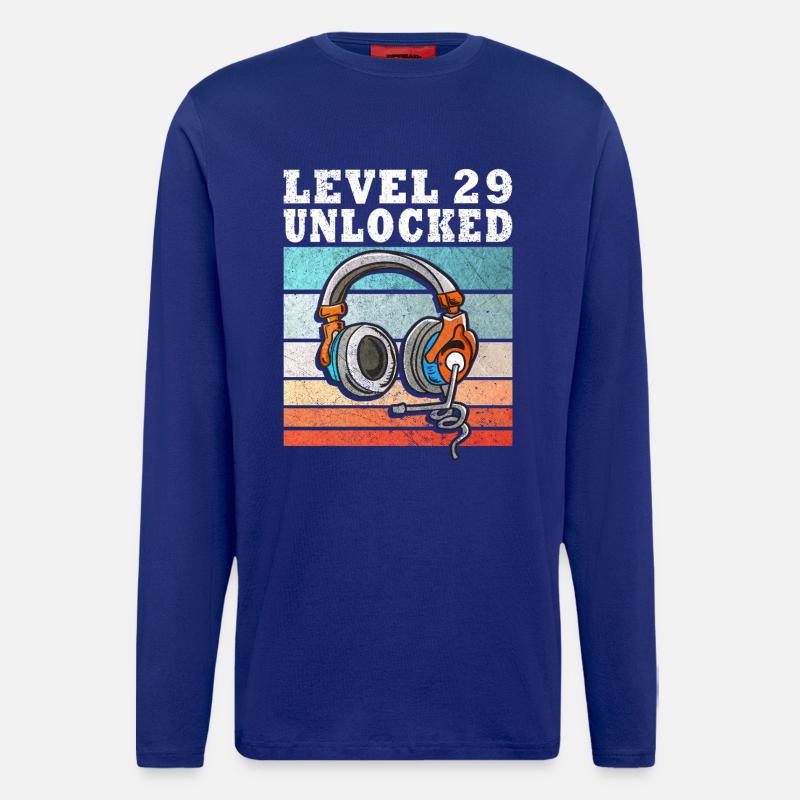 Level 29 Unlock Kopfhörer Retro - Langarmshirt - made by SPREAD  - Iconic Blue