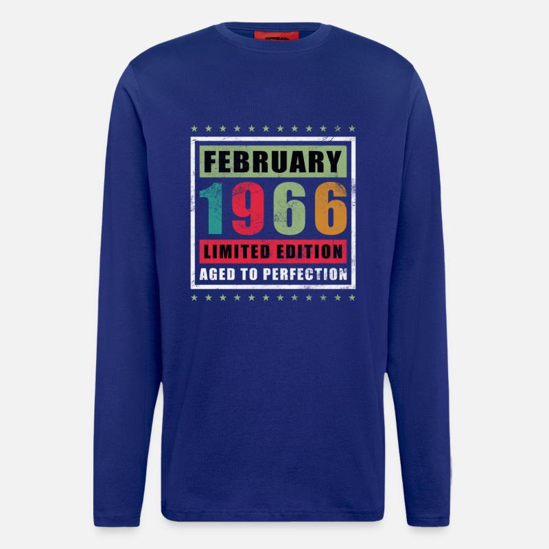 Février 1966 - Février 1966 Don - Manches longues bio décontracté fabriqué en UE - Iconic Blue