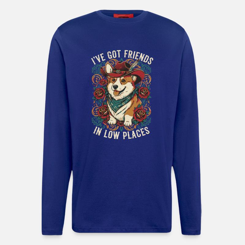 Cowboy Corgi Hund - Langarmshirt - made by SPREAD  - Iconic Blue