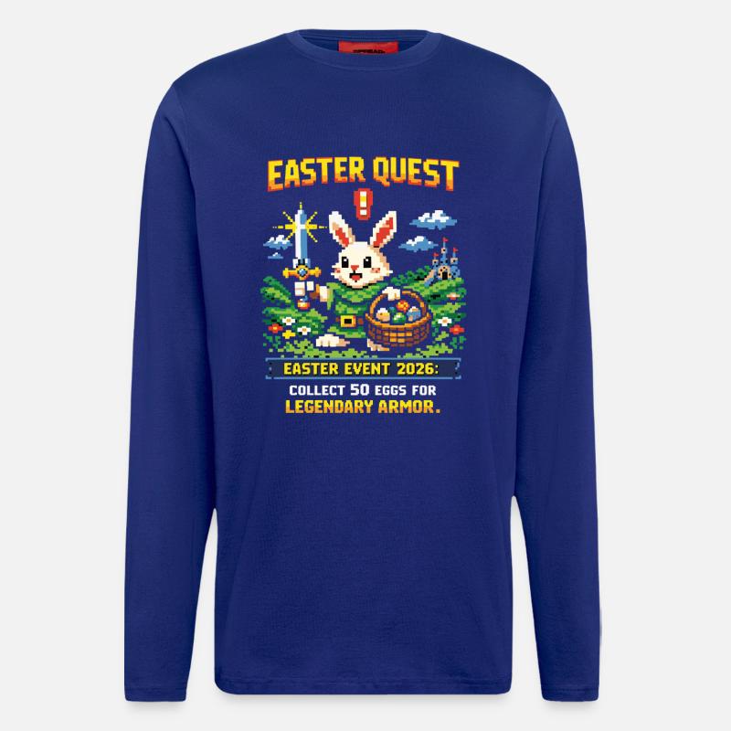 Easter Quest Pixelhase und Lootkorb - Langarmshirt - made by SPREAD  - Iconic Blue