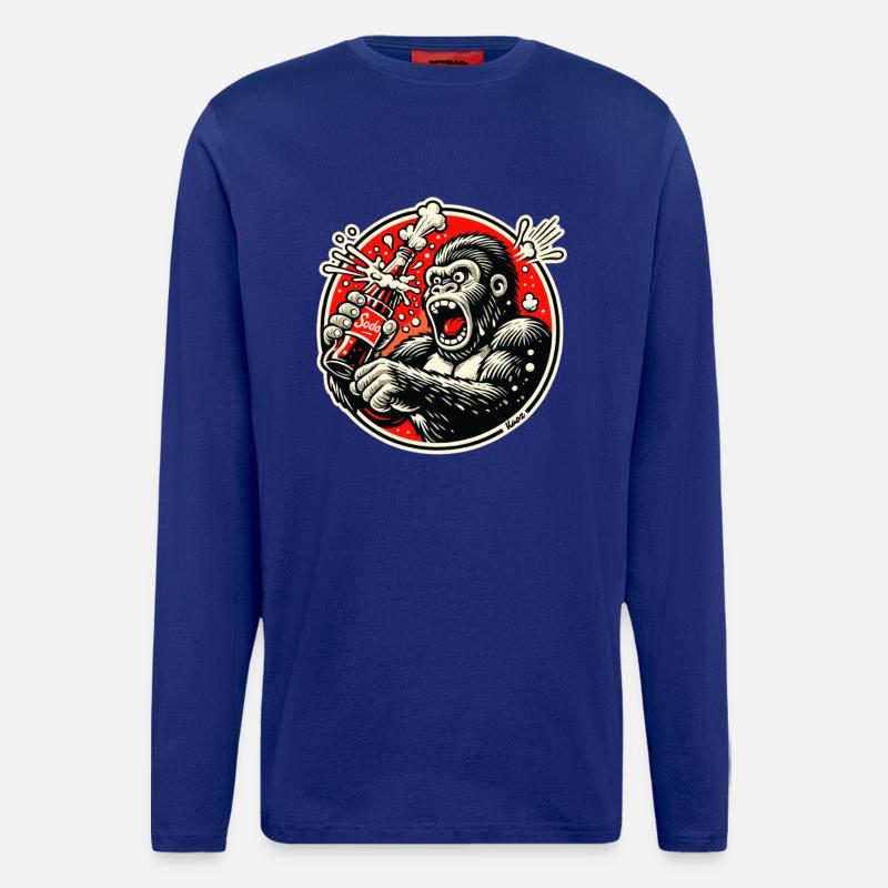 Soda-Gorilla im Retro-Comic - Langarmshirt - made by SPREAD  - Iconic Blue