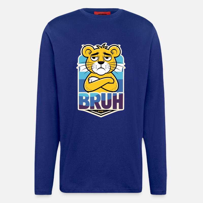 Grim lion with lettering Bruh - Longsleeve - made by SPREAD  - Iconic Blue
