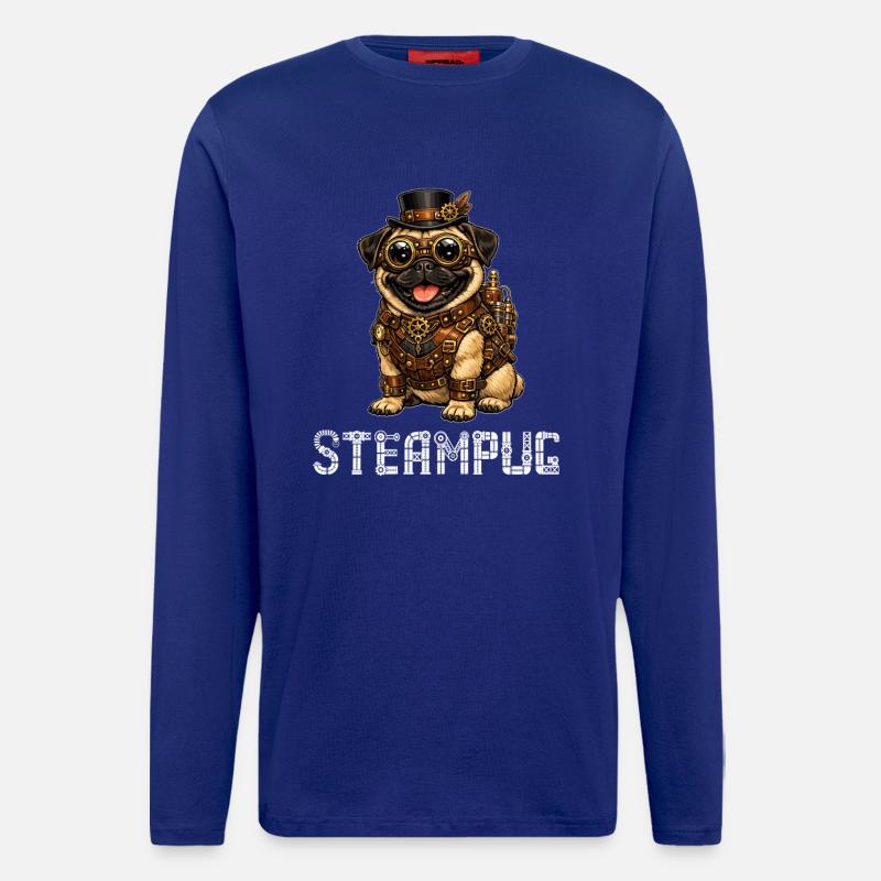 Steampug Steampunk Pug Mops - Longsleeve - made by SPREAD  - Iconic Blue