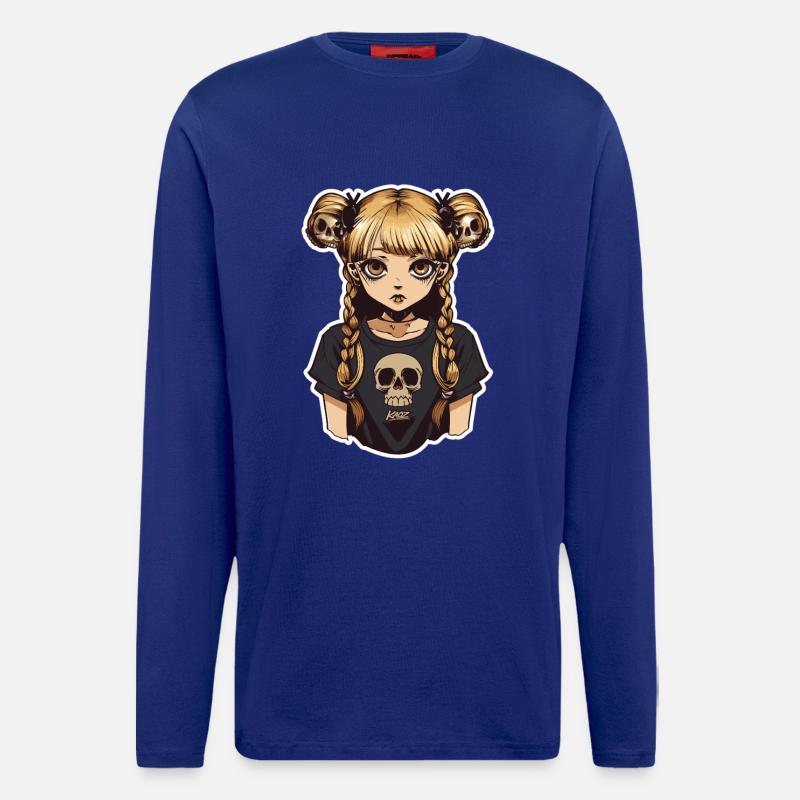 Skull Braid Goth Girl Tee - Longsleeve - made by SPREAD  - Iconic Blue