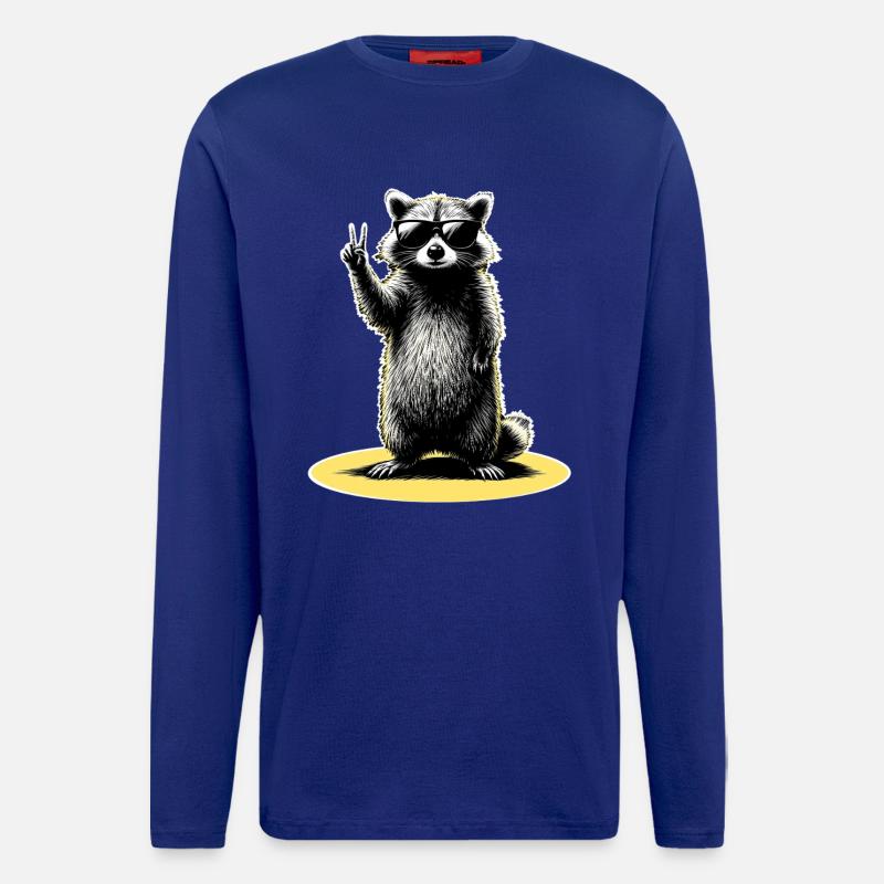 Waschbär Peace - Langarmshirt - made by SPREAD  - Iconic Blue