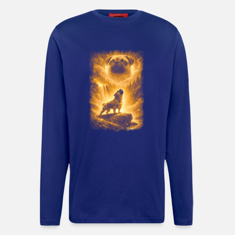 Mops, Mond - Langarmshirt - made by SPREAD  - Iconic Blue