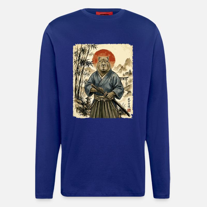 Samurai, Capybara, Japanische Kunst, Anime - Langarmshirt - made by SPREAD - Iconic Blue